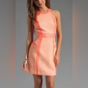 Milly of New York Coral and Peach Sleeveless Sheath Dress